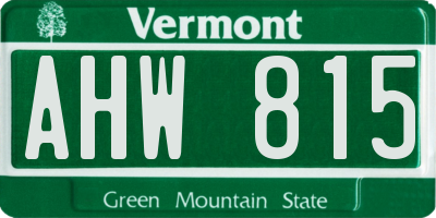 VT license plate AHW815