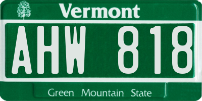 VT license plate AHW818