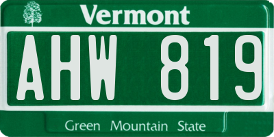 VT license plate AHW819