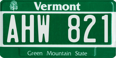VT license plate AHW821
