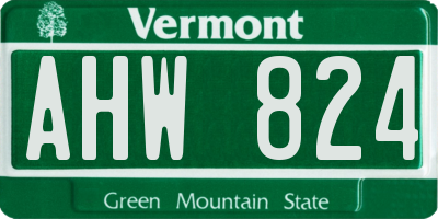 VT license plate AHW824