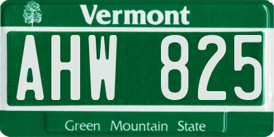 VT license plate AHW825