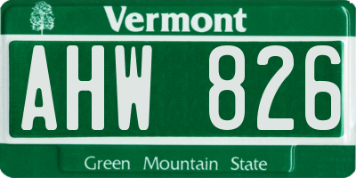 VT license plate AHW826