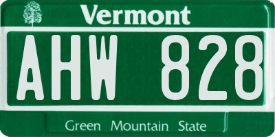 VT license plate AHW828