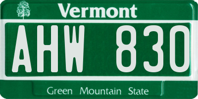 VT license plate AHW830