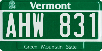 VT license plate AHW831