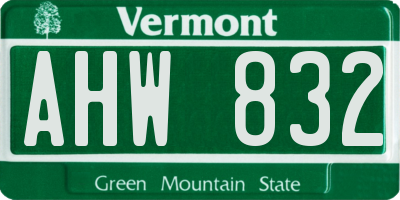 VT license plate AHW832