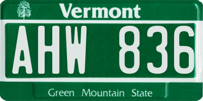 VT license plate AHW836