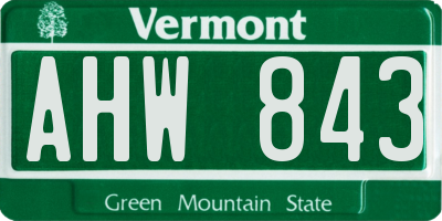 VT license plate AHW843