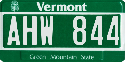 VT license plate AHW844