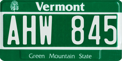 VT license plate AHW845