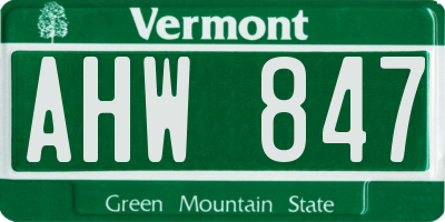 VT license plate AHW847