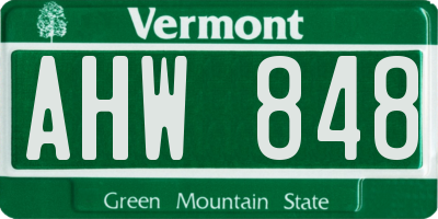 VT license plate AHW848