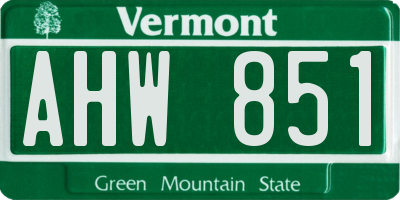 VT license plate AHW851