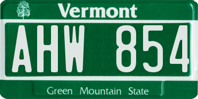 VT license plate AHW854
