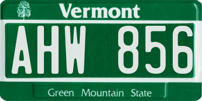 VT license plate AHW856