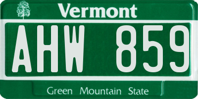 VT license plate AHW859