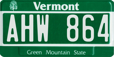 VT license plate AHW864