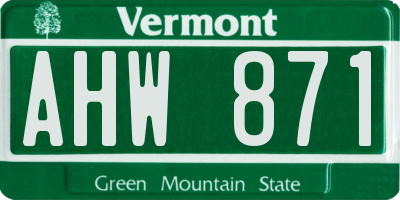 VT license plate AHW871