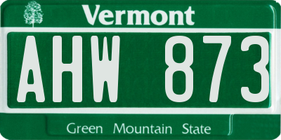 VT license plate AHW873