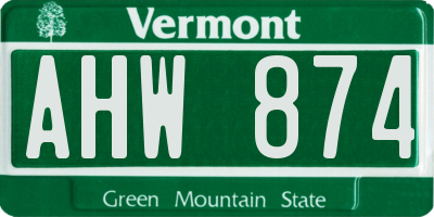 VT license plate AHW874