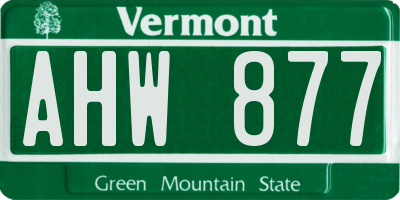 VT license plate AHW877