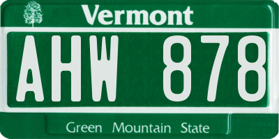 VT license plate AHW878