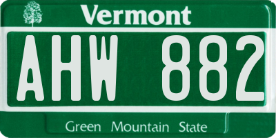 VT license plate AHW882