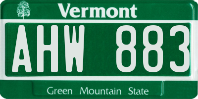 VT license plate AHW883