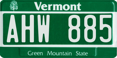 VT license plate AHW885