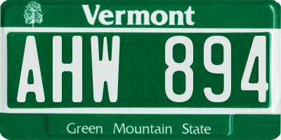 VT license plate AHW894