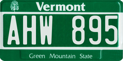 VT license plate AHW895