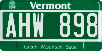 VT license plate AHW898