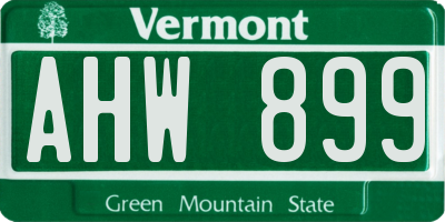 VT license plate AHW899