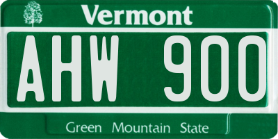 VT license plate AHW900