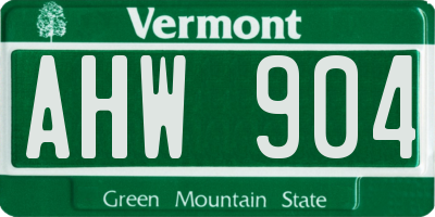 VT license plate AHW904