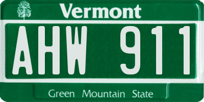 VT license plate AHW911