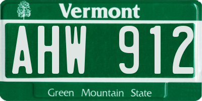 VT license plate AHW912