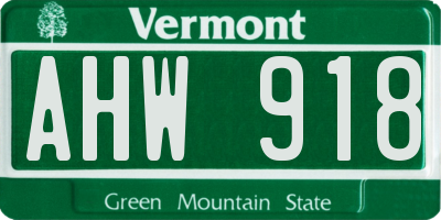 VT license plate AHW918