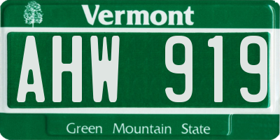 VT license plate AHW919