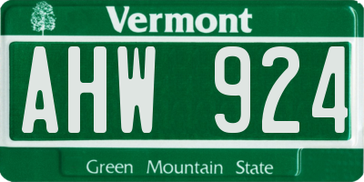 VT license plate AHW924