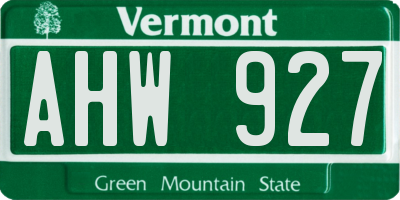VT license plate AHW927