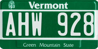 VT license plate AHW928