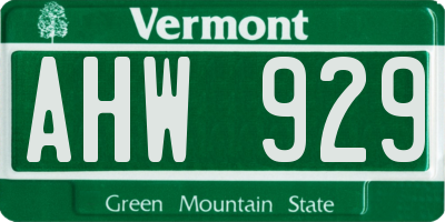 VT license plate AHW929