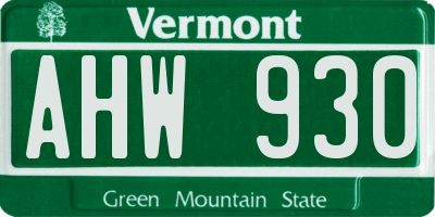 VT license plate AHW930