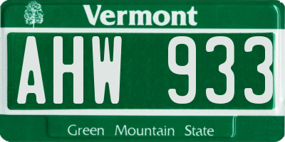 VT license plate AHW933
