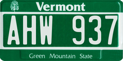 VT license plate AHW937