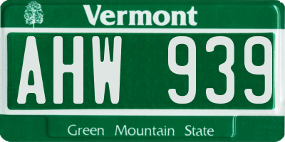 VT license plate AHW939