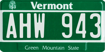 VT license plate AHW943