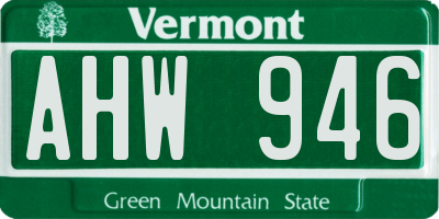 VT license plate AHW946